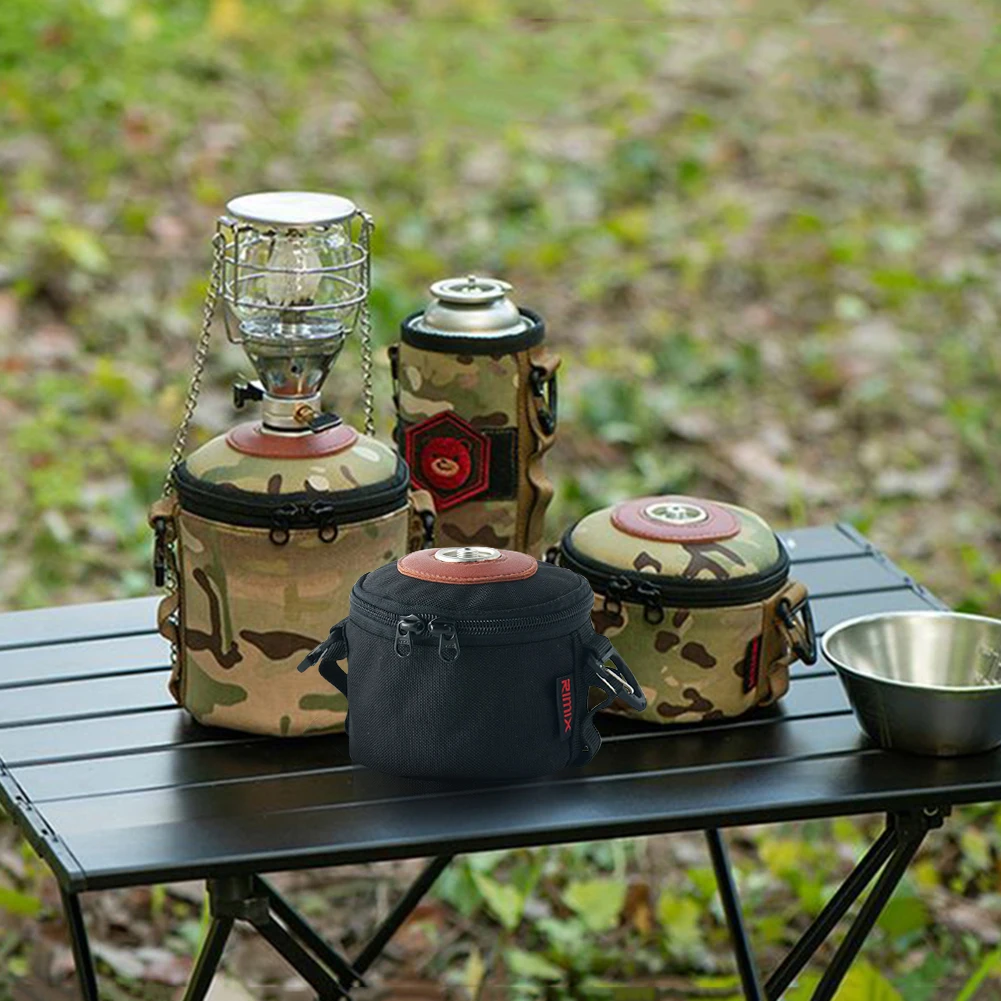 Camping Gas Can Protective Cover Gas Tank Case Air Bottle Wrap Sleeve Tissue Box With Side Pocket Gas Canister Cylinder Case