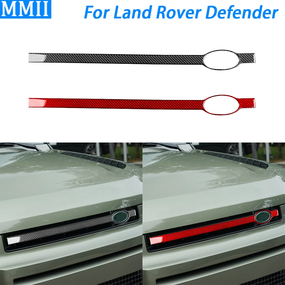 

For Land Rover Defender 2020-2023 Real Carbon Fiber Front Center Grille Panel Decorative Cover Car Interior Accessories Sticker