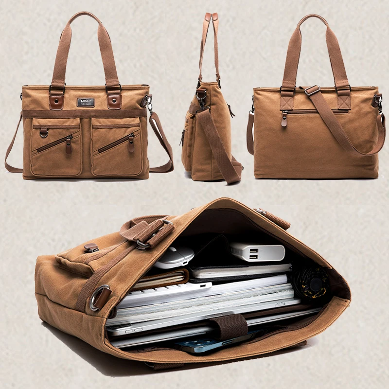 Canvas Shoulder Bag for Men Vintage Messenger Bag Retro 14 inch Laptop Briefcase High Quality Handbag