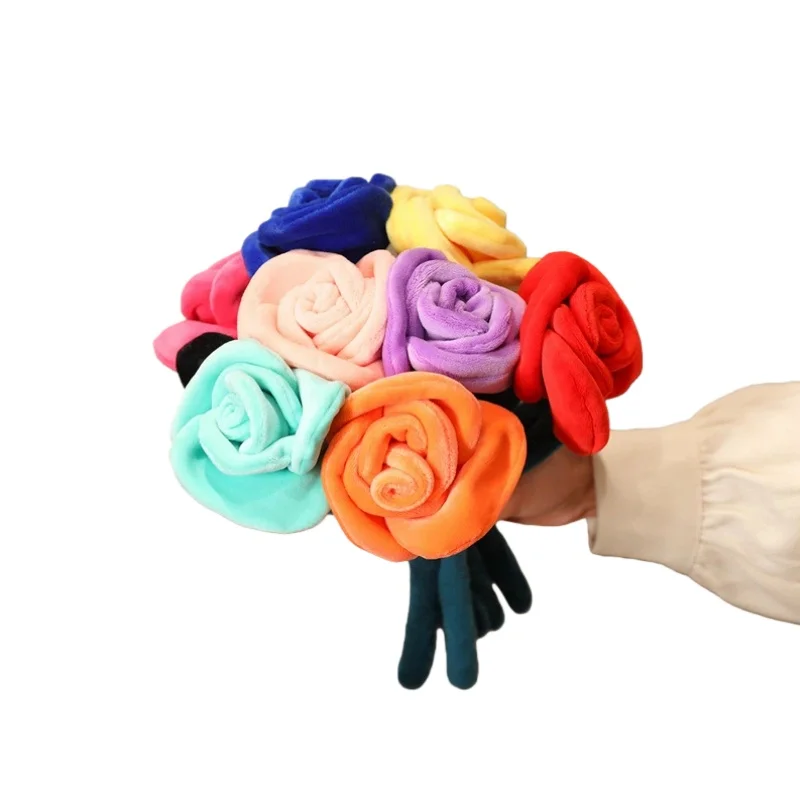 28cm Lovely Plush Rose Bouquet Stuffed Artificial Rose 9 Colors Valentine's Day Gift for Her Home Decoration