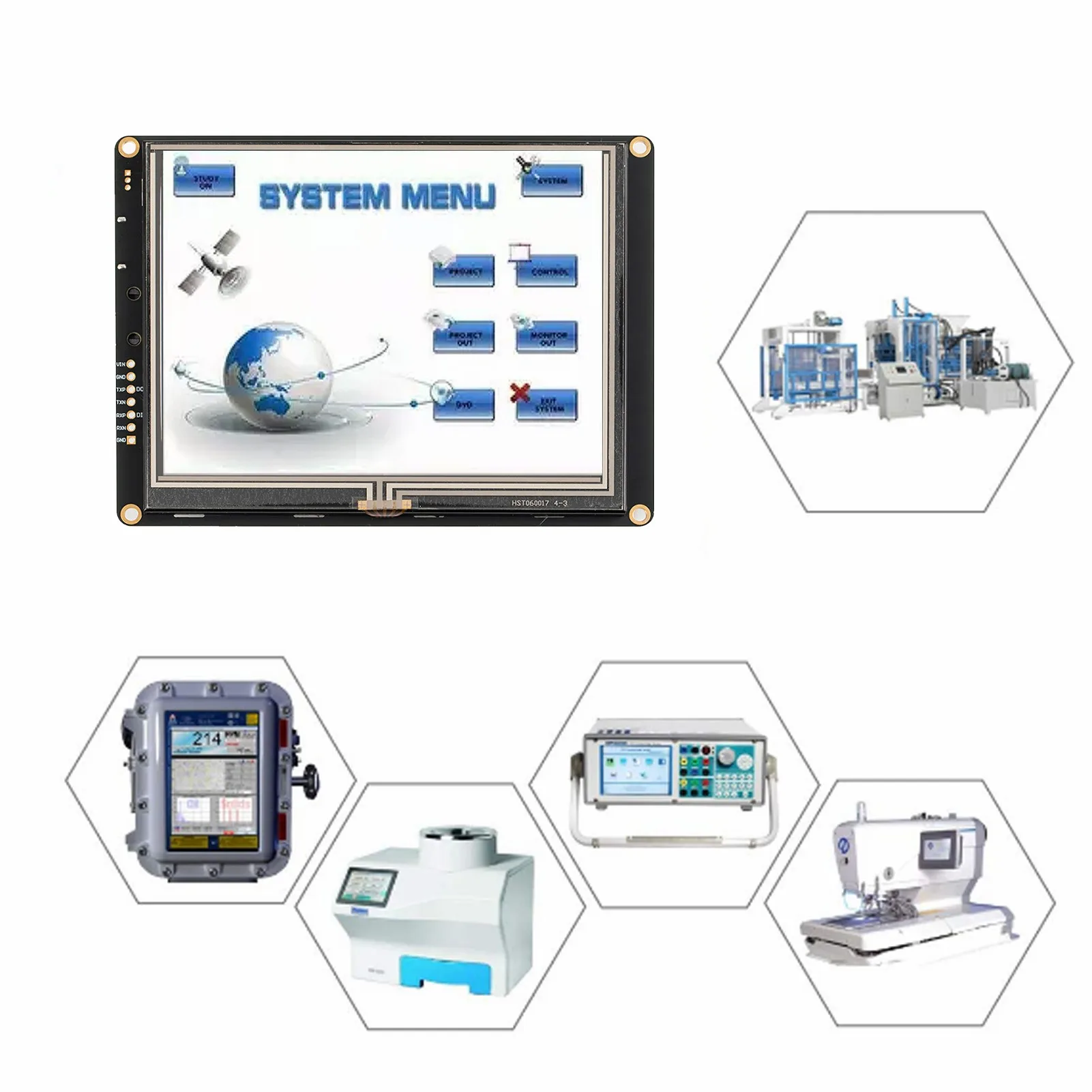 4.3 LCD Touch Module JSON code to TFT-LCD Module and HEX Code to Customer is MCU 3-YEAR WORRY-FREE  Video & Audio function