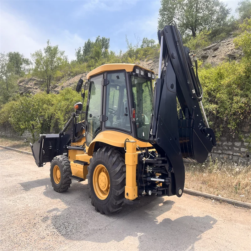 SYNBON 4 Wheel Back Hoe Front End Loader Towable Backhoe Loader Excavator