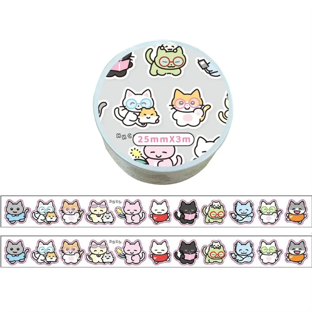 Korean Small Animals Tape Cute Handbook Collage Material Die-cut Stickers Roll School Stationery Graffiti Style image 6