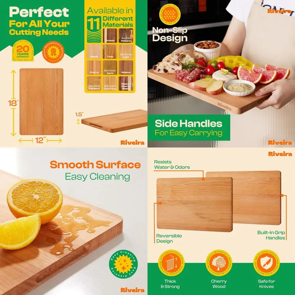 

Деревянная разделочная доска Gourmet Black Cherry — кухонная декоративная разделочная доска 18x12 с инновационными пазом для сока