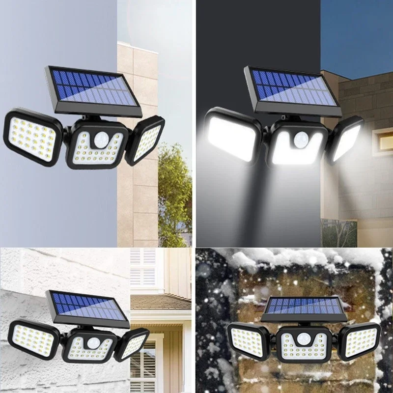 Lumières LED solaires intégrées à détection de corps humain, haute luminosité, lumières extérieures, cour rurale et municipale, 62 lumières