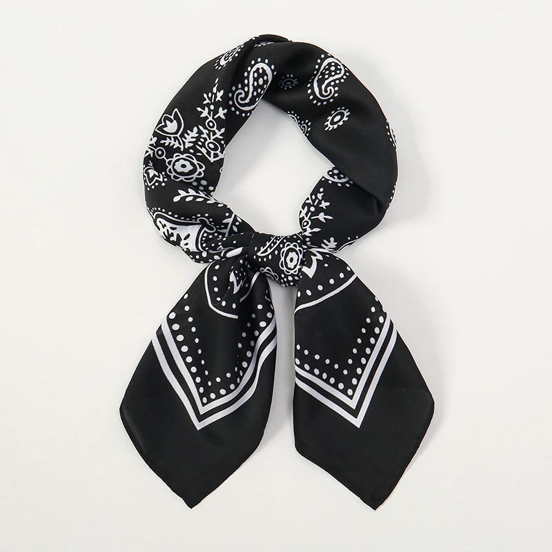 

Luxury Brand 2025 Chain Print Square Silk Scarf for Women Hijab Hair Bands 70cm Neckerchief Female Satin Shawl Ribbon Headband