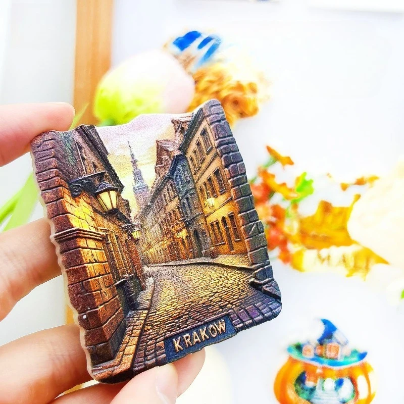 Krakow Poland Fridge Magnet - Atmospheric 3D Dusk Street Souvenir Unique Old Town Gift for Travel & Historic Home Decor