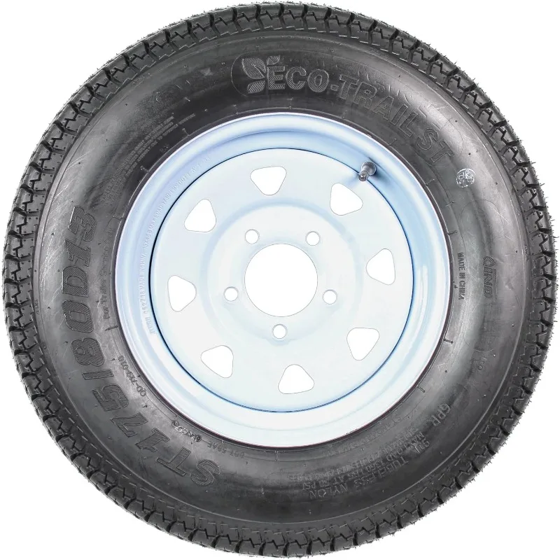 Ban Trailer 2-Pack Rims ST175/80D13 B78-13 Load Range C 5 Lug 13" Roda Jari-Jari Putih - Garansi 2 Tahun dengan Roadside Assistance Gratis