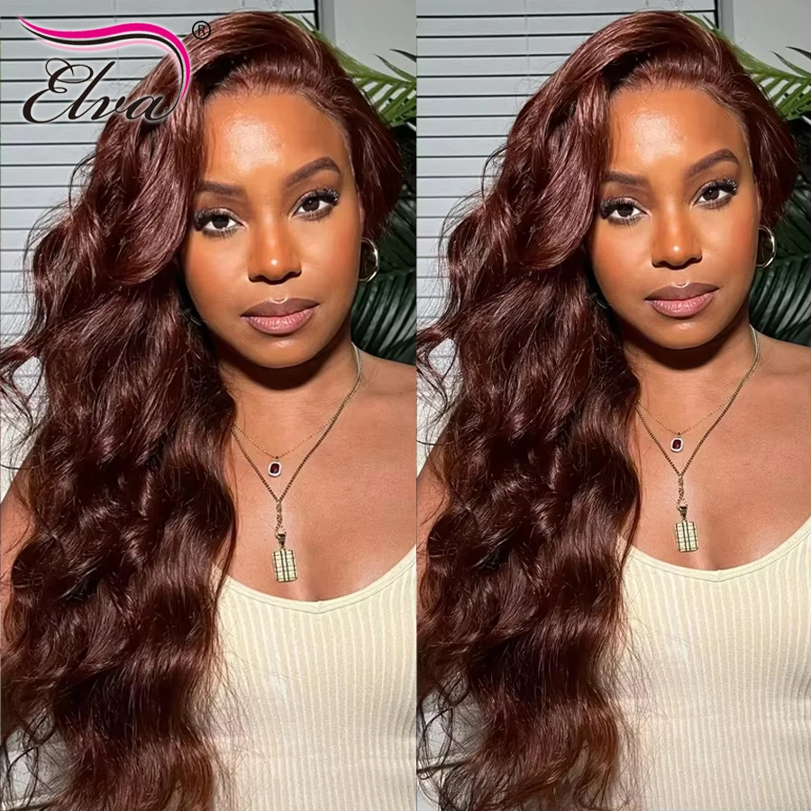 250% Плотность Красновато-коричневый бесклеевой парик 9x6 HD с фронтальной застежкой из натуральных волос Ультра-облегающий парик для влажной и волнистых волос Предварительно отбеленные