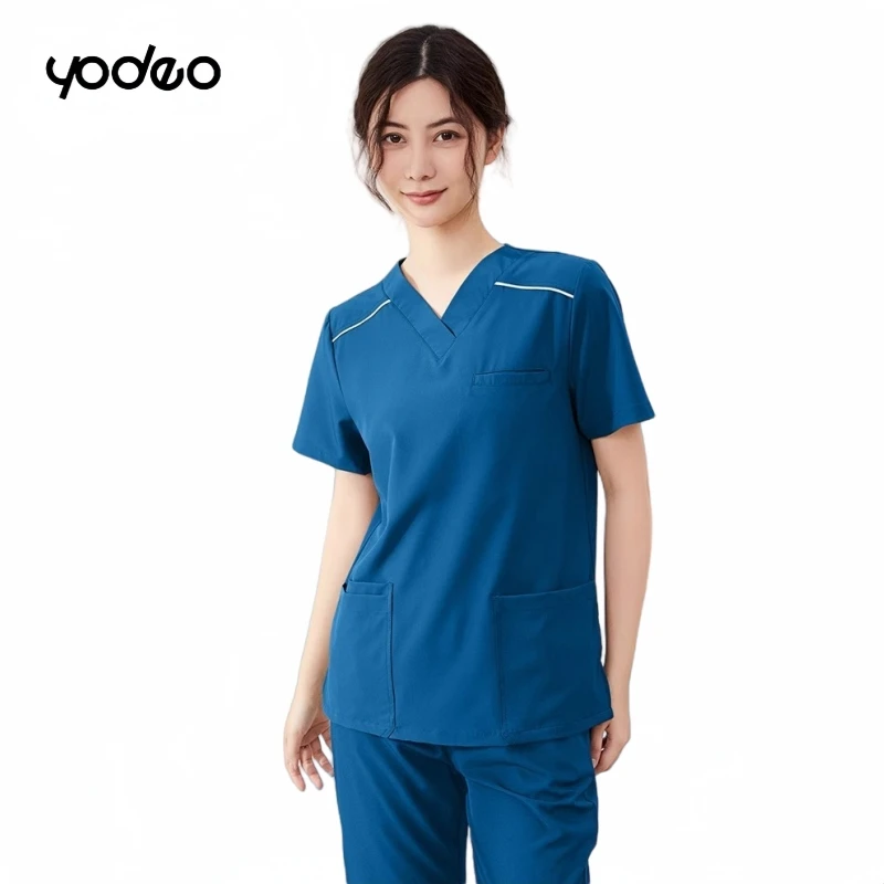 Four seasons high end elastic hand washing clothes short sleeve set hospital doctors dentists beauty salon working clothes