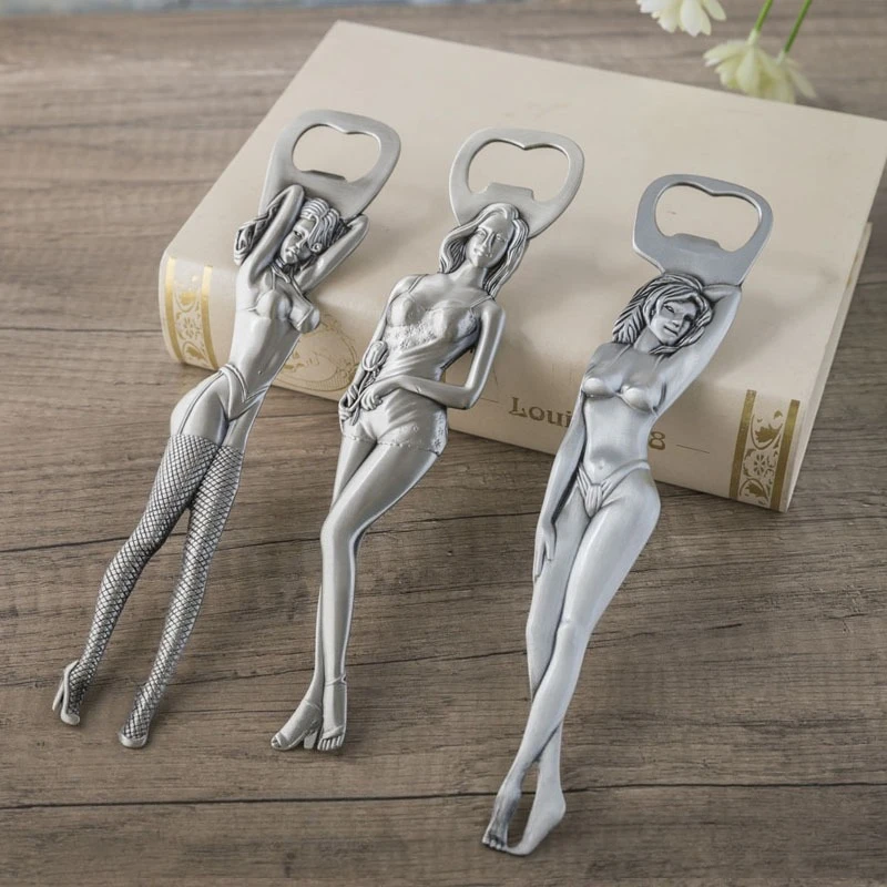 Vintage Metal Beer Bottle Opener Creative Lady Figurine Bottle Opener Retro Pewter Beer Opener for Bar Party Unique Gift