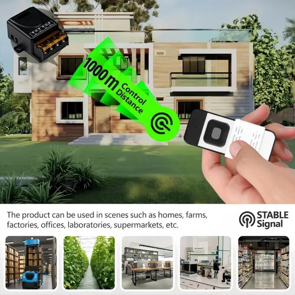 무선 리모컨 조명 스위치, 릴레이 리시버, 조명 램프 선풍기 광범위 송신기, 433MHz, 110V, 220V, 30A, 1000m