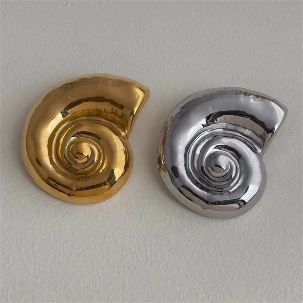 Fashion Gold Silver Korean Style Brooches Korean Shell Design Snail-shell Brooches Couple Pins Women Men