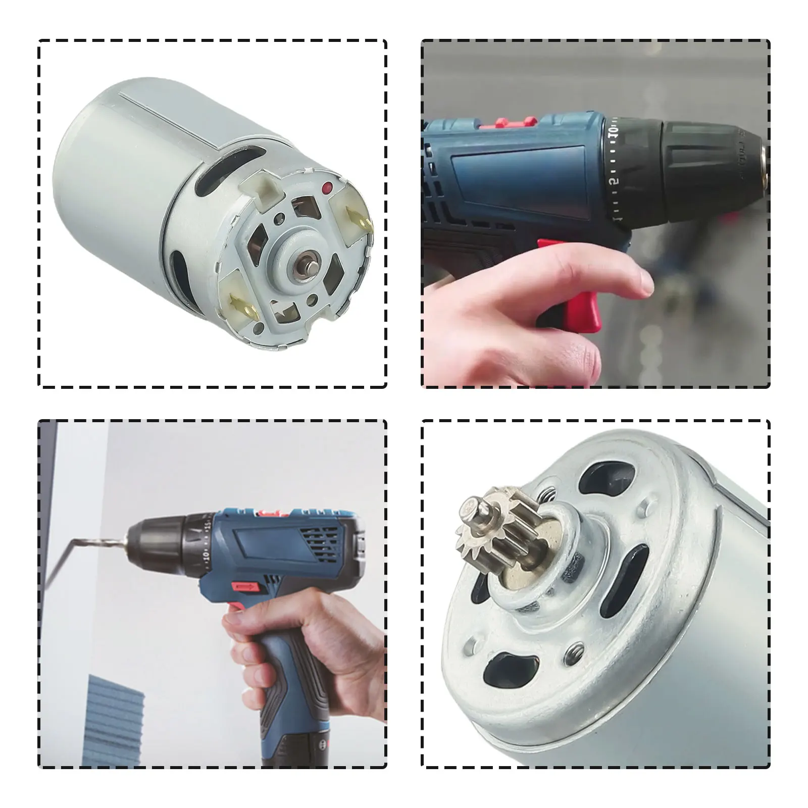 RS550 Motor Unit with 13 Tooth Gear Compatible with For GSR10.8-2-LI 10.8V Cordless Drill and Screwdriver Models