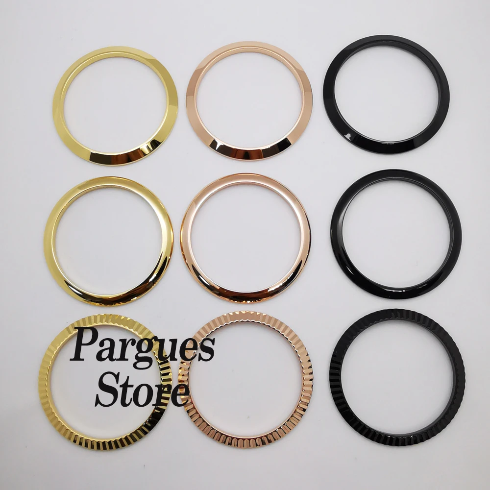 36mm/39mm stainless steel silver/gold/rose gold/black bezel insert for case top cover replacement