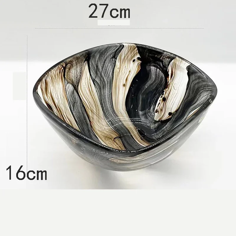 Luxury Art Glass Fruit Bowl High-End Living Room Coffee Table Contrast Storage Fruit Bowl Desktop Decorative Ornaments