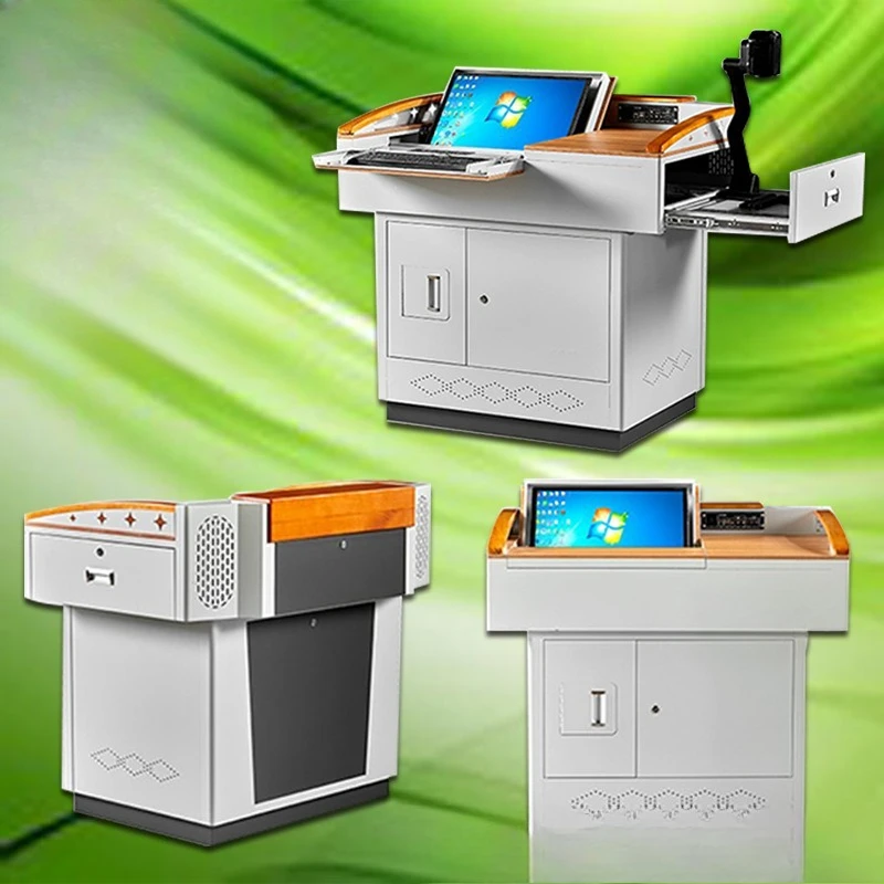 Мультимедийный подиум Умный класс Учебная школа Подиум с центральным управлением Стальной компьютерный перекидной подиум