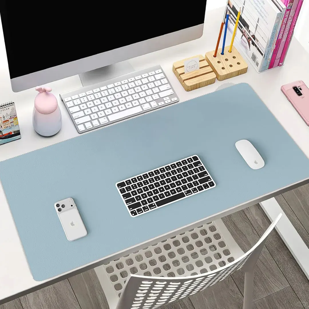 Leather Desk Pad Protector, Office Desk Mat, Large Mouse Pad, Waterproof Non-Slip PU Desk Blotter for Office and Home