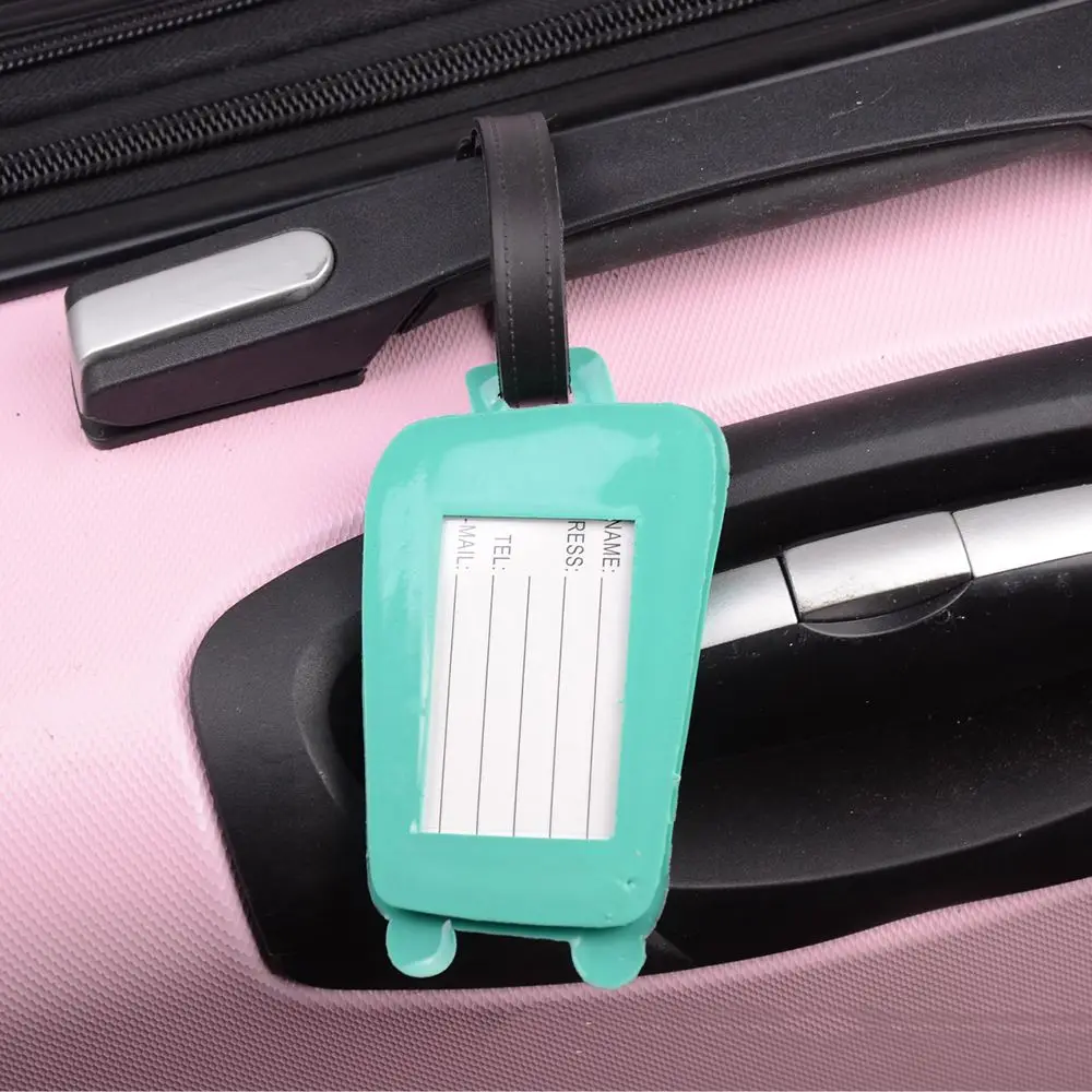 Cute Cartoon Silicone Luggage Tag with Strap Backpack Handbag Tag Label Name ID Tags Baggage Suitcase Identifiers Business Trip