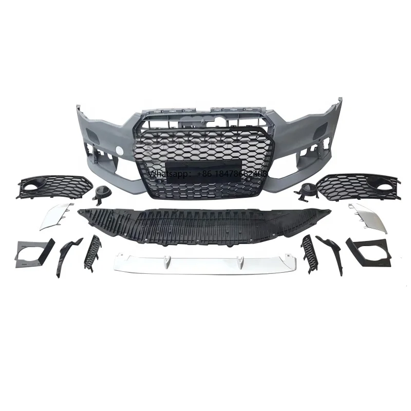 

RS6 BodiKits Front Bumper With Honeycomb Grill for A6 S6 C7 C7.5 Upgrade to RS6 Style 2012 2013 2014 2015 2016 2017 2018