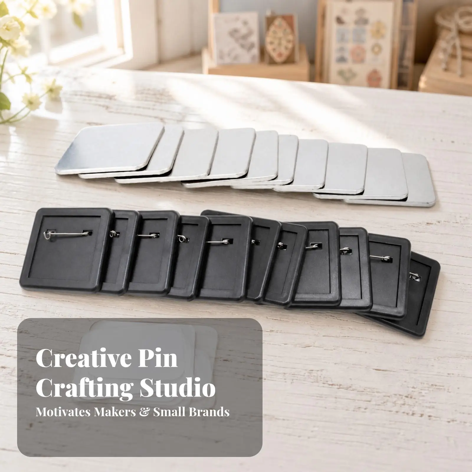 Pin Making Machine Kit with 100 Sets of Tinplate for Crafting Custom Lapel Badge Pins