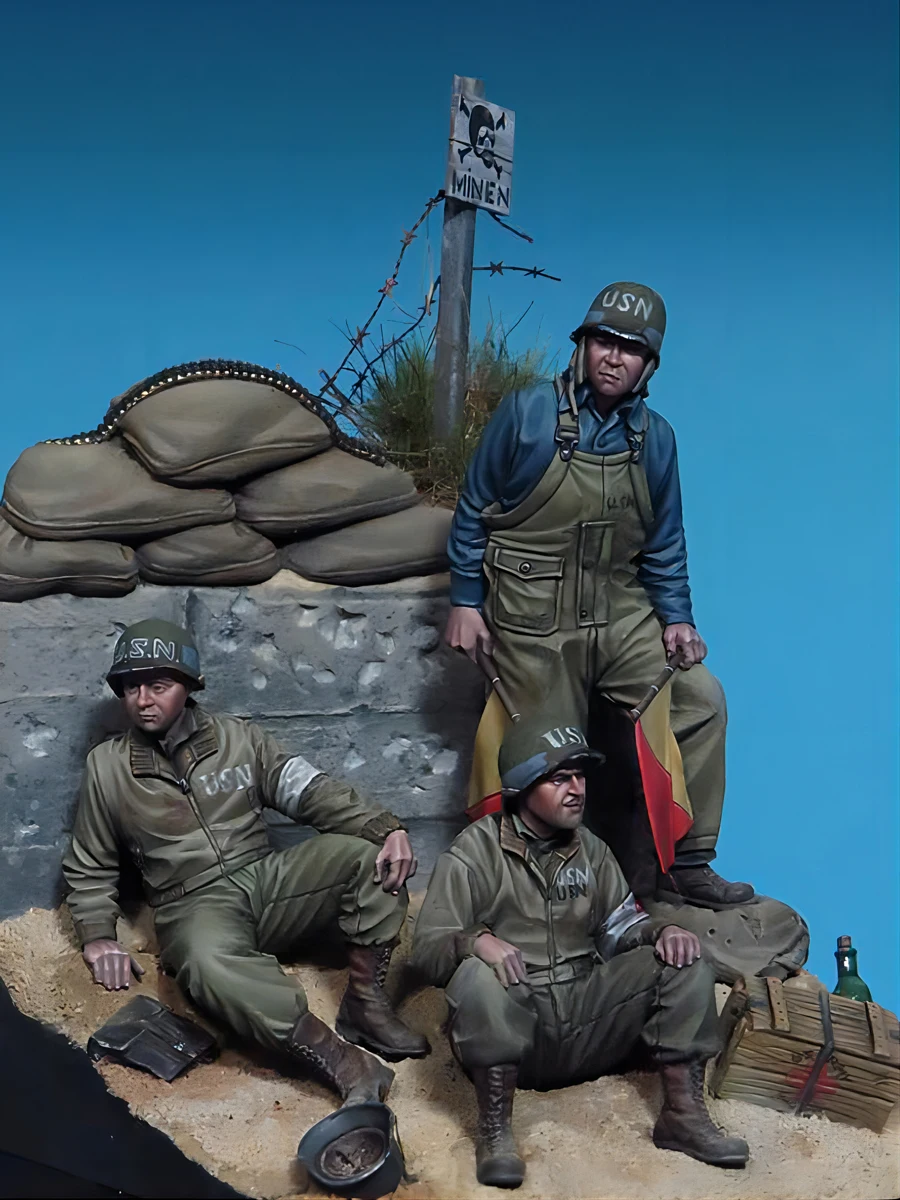 1/35 resin unpainted figure kit, WWII soldiers (with scene), unassembled and unpainted GK