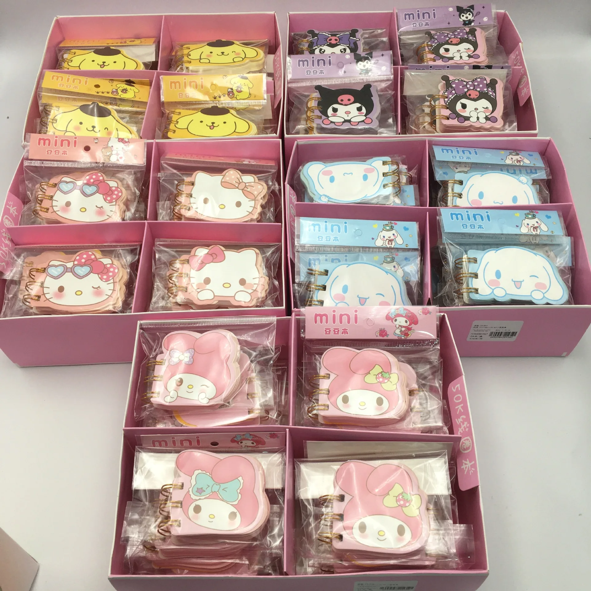 24pcs Sanrio Cartoon Mini Coil Book Kuromi Melody Notebook Kawaii Cinnamoroll Student Anime Diary Wholesale