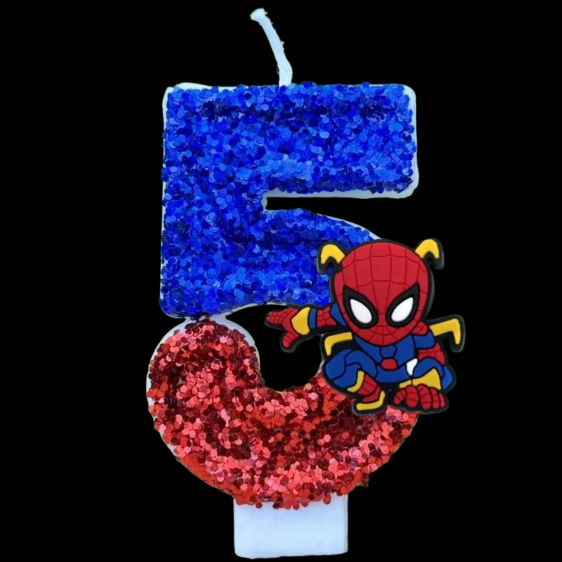 1 шт., милый забавный мультяшный супергерой, фигурка Человека-паука, узор свечи, От 0 до 9, вечерние, день рождения, свеча, украшение для торта, детский праздничный подарок