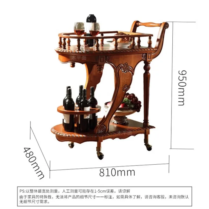 trolley hotel home with wheels movable side table retro hand push small coffee table 810 * 480 * 950mm