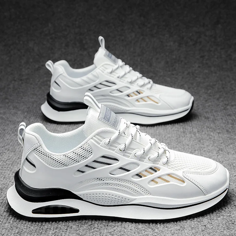 Chaussures de sport vulcanisées pour hommes, maille respirante, course à pied, extérieur décontracté, blanc, haute qualité, mode, nouveau, 2024