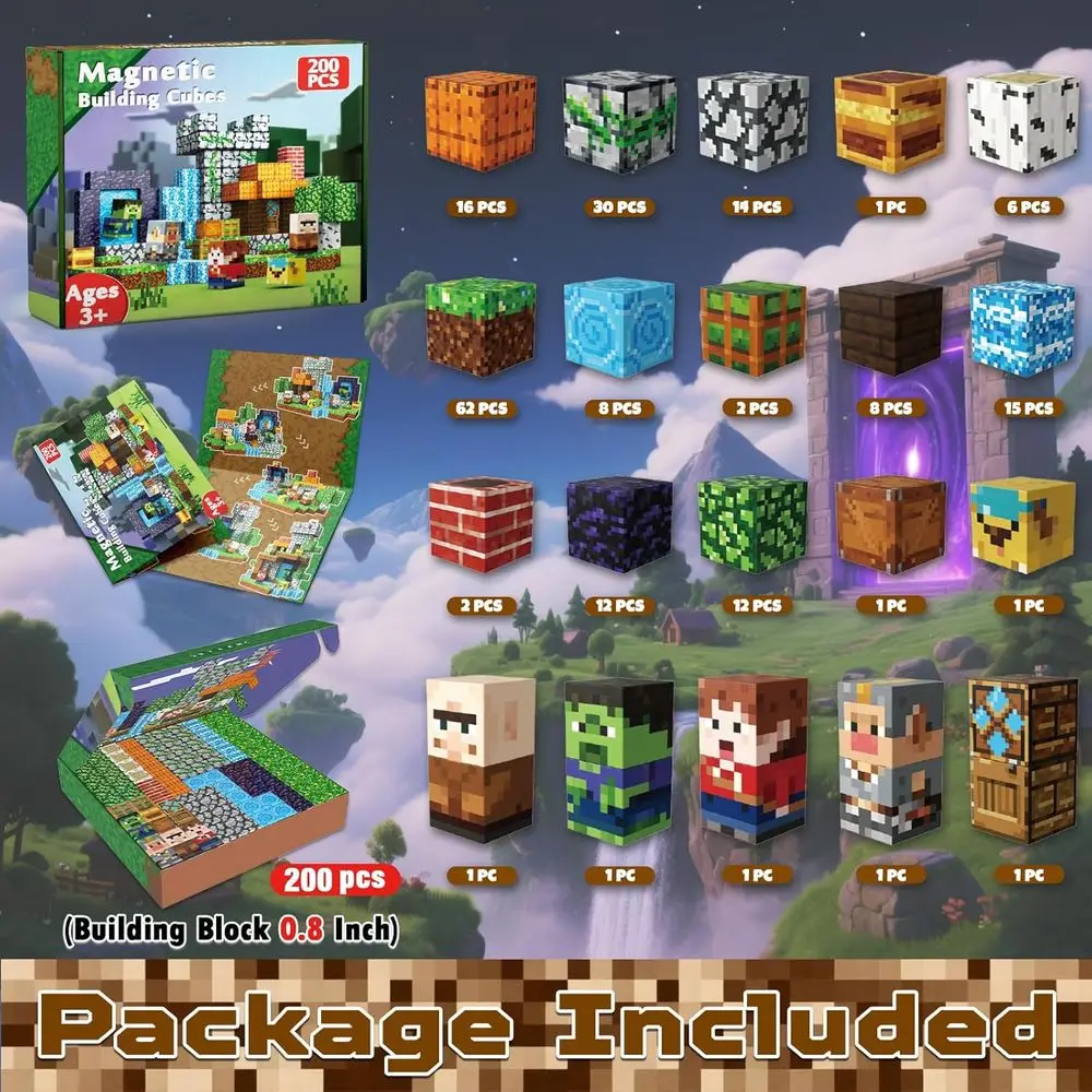 ชุดบล็อกแม่เหล็ก STEM Learning, ของเล่นเสริมพัฒนาการแบบมอนเตสซอรี่ 200 ชิ้น สำหรับเด็กอายุ 3 ปีขึ้นไป, แม่เหล็กเสริมประสาทสัมผัสสำหรับเด็กเล็ก, ของเล่นประกอบรูปทรง