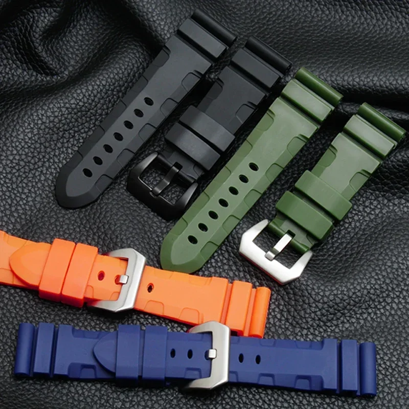 Rubber Watch Strap for Panerai SUBMERSIBLE PAM441 PAM01209 Pa111 359 Bracelet Silicone Watch Band 22mm 24mm Watch Accessories