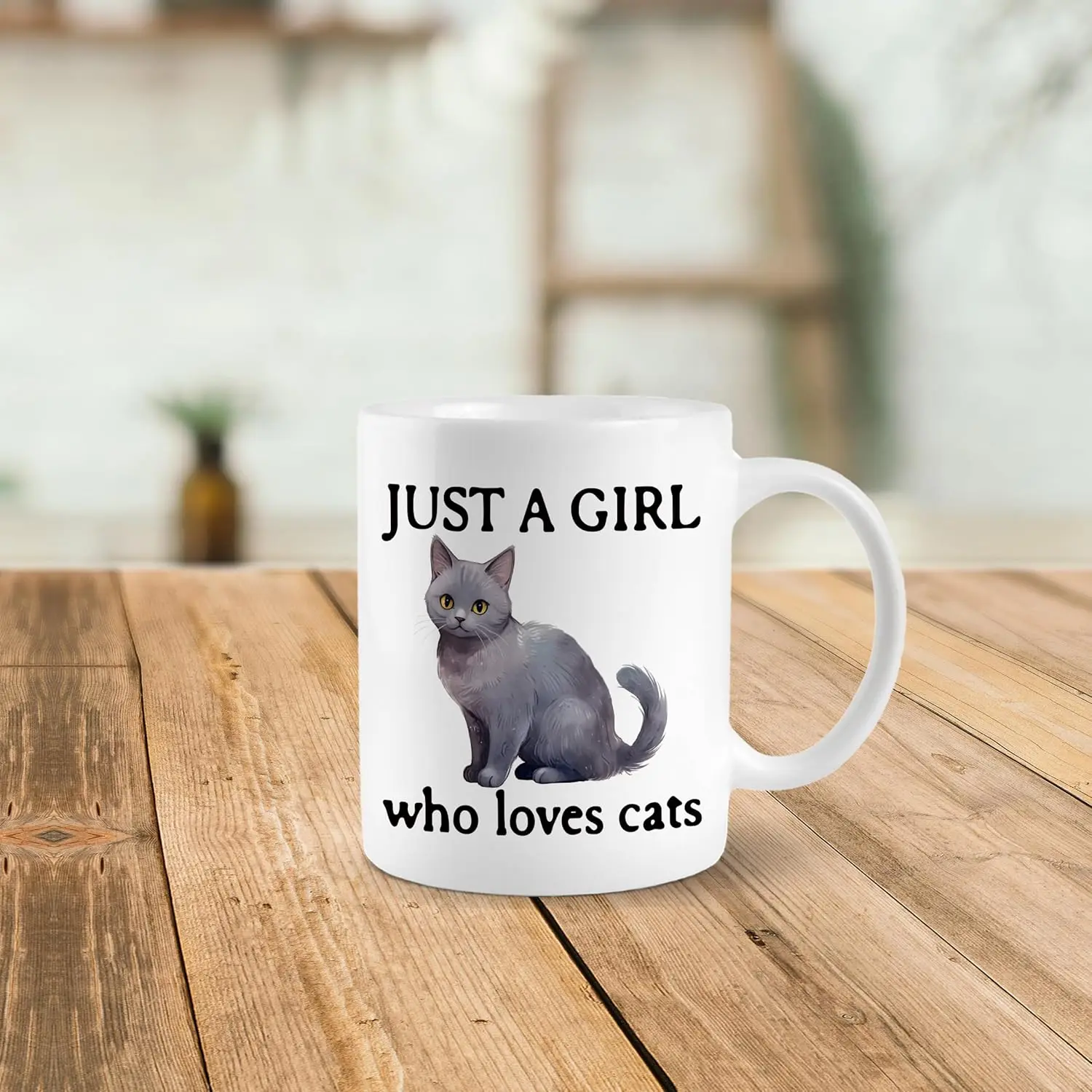 Mugs for Lovers Cat Gifts for Women, Coffee Mug Mom Lady  Just a Girl Who Loves Cats Ceramic cup