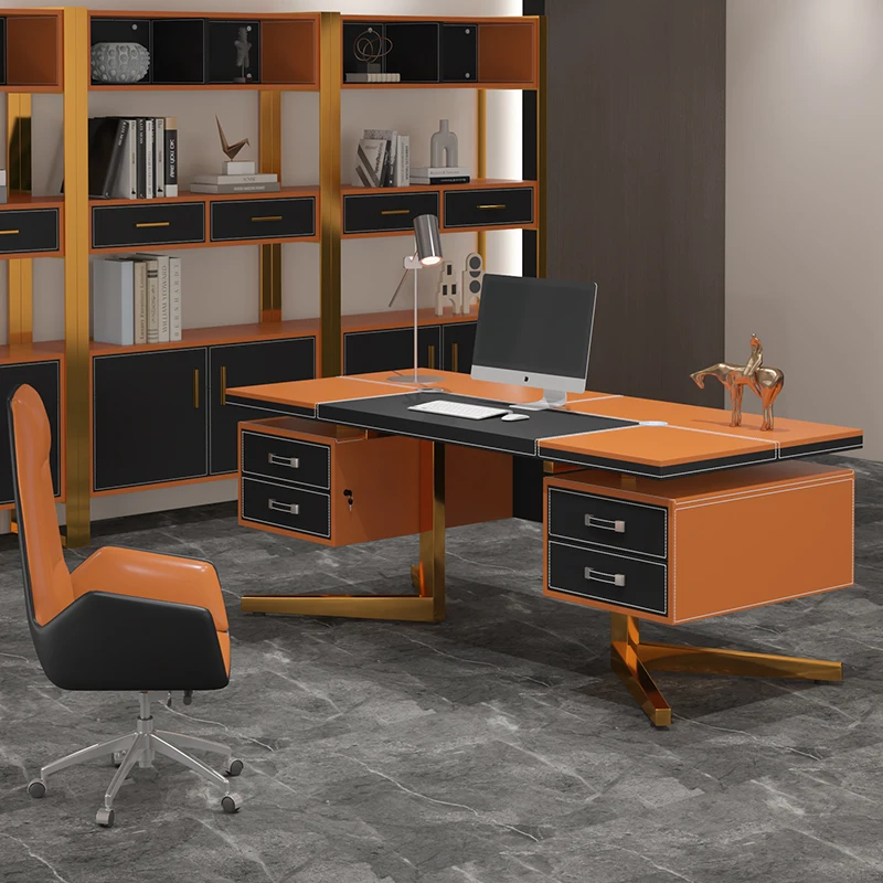 

modern Office Furniture luxury L Shaped high end boss table desk large classdesk simple designer studydesk home computer desk