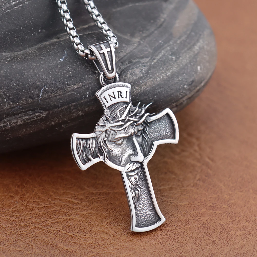 Retro Christian Jesus Cross Trend Classic Pendant Women 316L Stainless Steel Men\'s Crisscross Necklaces Jewelry Gifts Wholesale