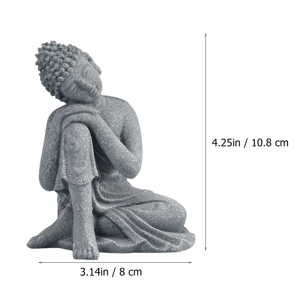 Buddha Statue Ornament Sandstone Decorative Figurine Creative Zen Sculpture Mediating Chinese Asian Style Decoration Vintage