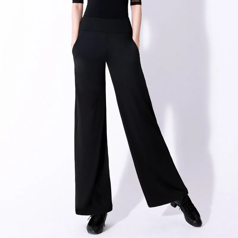 

Женские брюки с широкими штанинами в современном китайском классическом стиле для латиноамериканских танцев с карманами