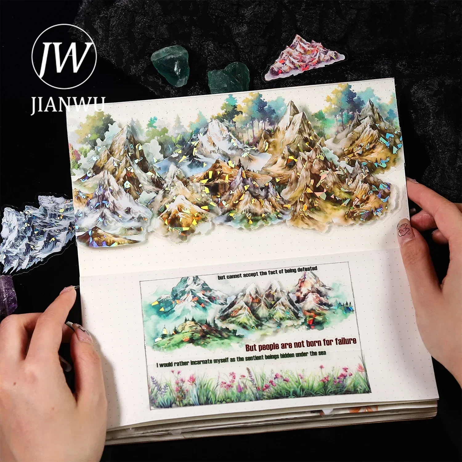 JIANWU Beyond The Mountain Series Vintage Landscaping Material Collage PET Sticker Creative DIY Journal Scrapbooking Stationery