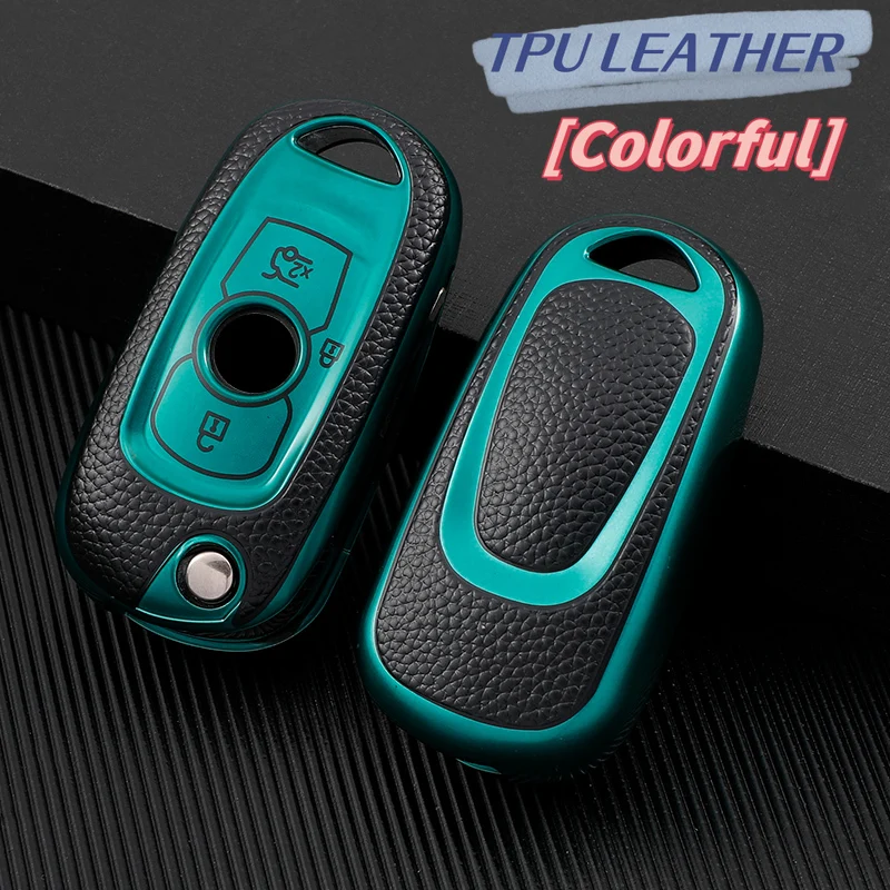 Leather TPU Car Key Case Cover For Opel Vauxhall Astra K Corsa E For Buick Verano ENCORE GX GL6 Folding Keys Shell Accessories