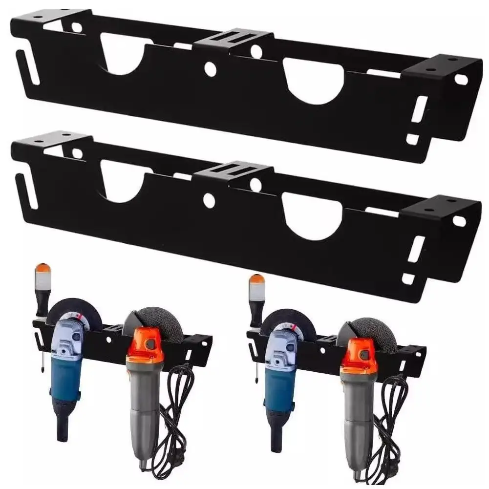 Angle Grinder Holder 2 Bay Angle Grinder Rack/Stand Storage Rack Cord Hanger Wall mount Bracket for Cutters Polishers Workspace