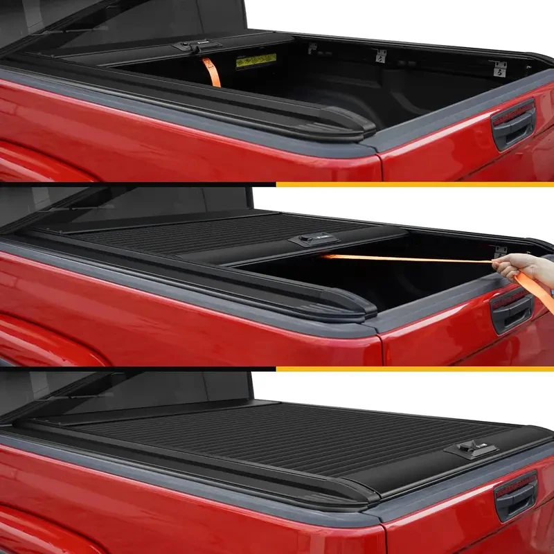 

Premium 5ft Folding Roll-Up Truck Pickup Tonneau Bed Cover 2017-2018 1500 2022-2025 Retractable