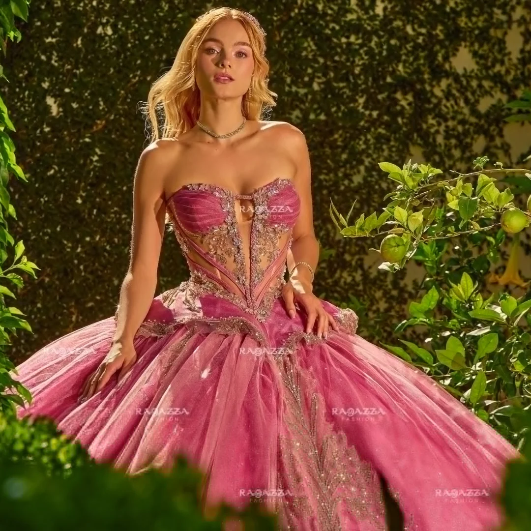Pink Charro Quinceanera Dresses Ball Gown Sweetheart Appliques Beaded Mexican Sweet 16 Dresses 15 Anos Customized