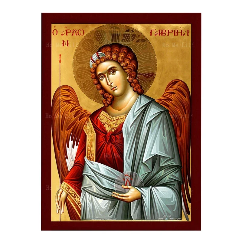 Archangel St Gabriel Saint Michael Vanquishing Greek Orthodox Icon Byzantine Religious Canvas Wall Art For Livingroom Home Decor