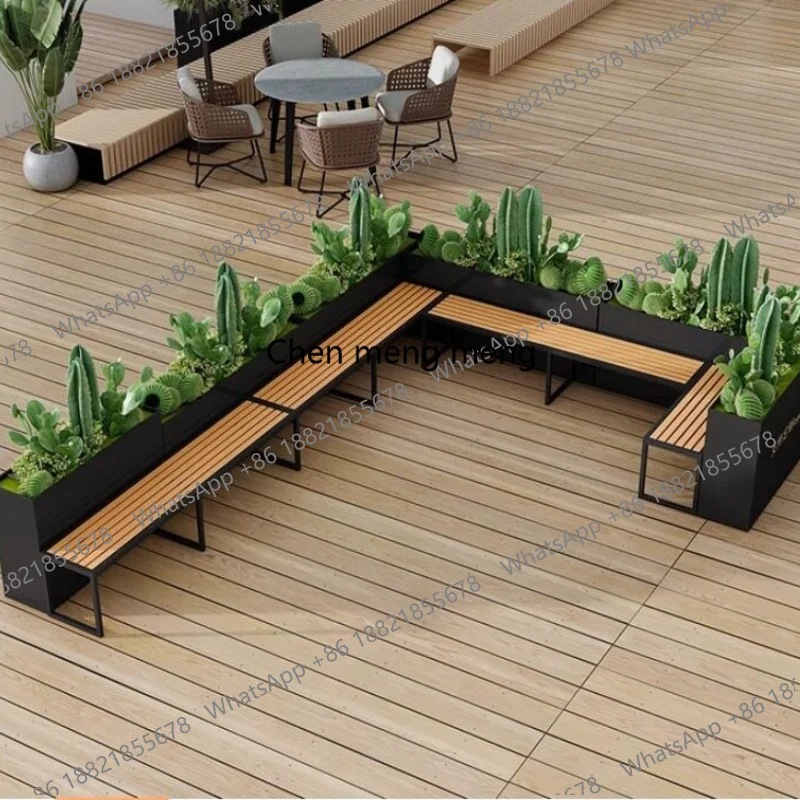 

French Outdoor Wrought Iron Garden Bench Modern Designer Commercial Leisure Seat Flower Bed Aesthetic Outdoor Furniture