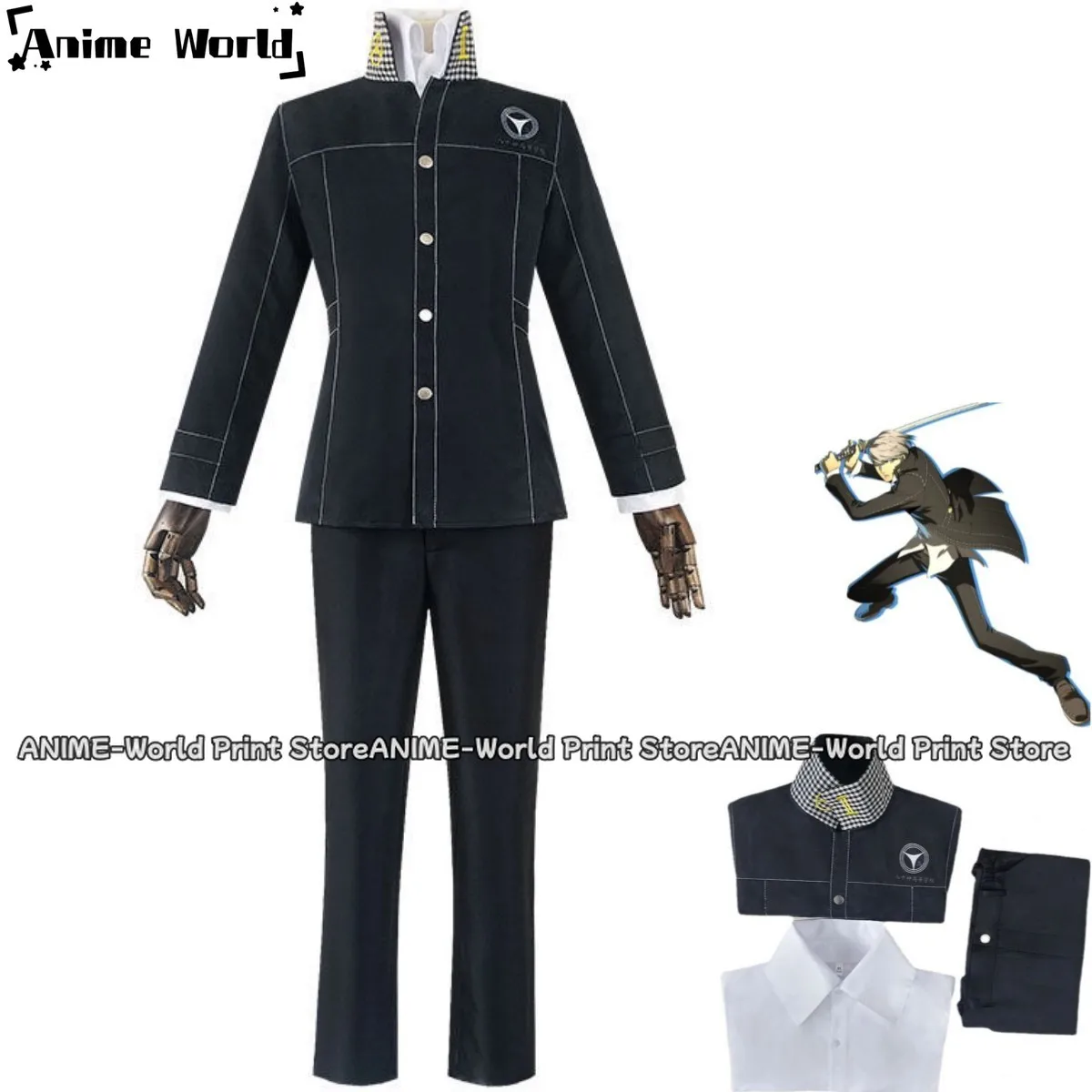 Anime Yasogami Yu Narukami Cosplay Costume Shin Megami Tensei P4 High School Uniform Coat Adult Man Carnival Suit