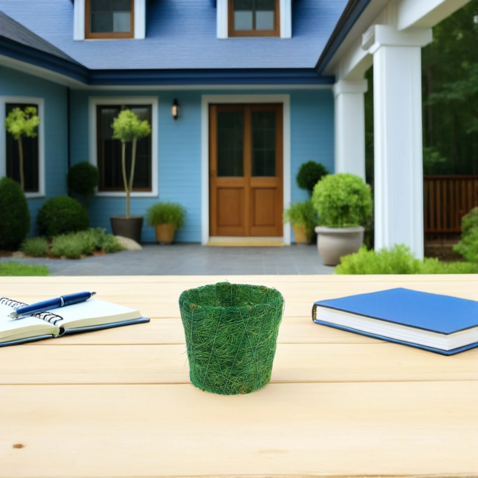 

Round Boho Plant Basket Natural Coir Fiber Succulent Pot For Indoor Outdoor Breathable Handwoven Cactus Planter, Desktop