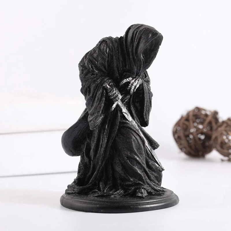 Holy Death Statue Standing Religious Decorative Figurine Grim Reaper Holding Scythe Statue Altar Halloween