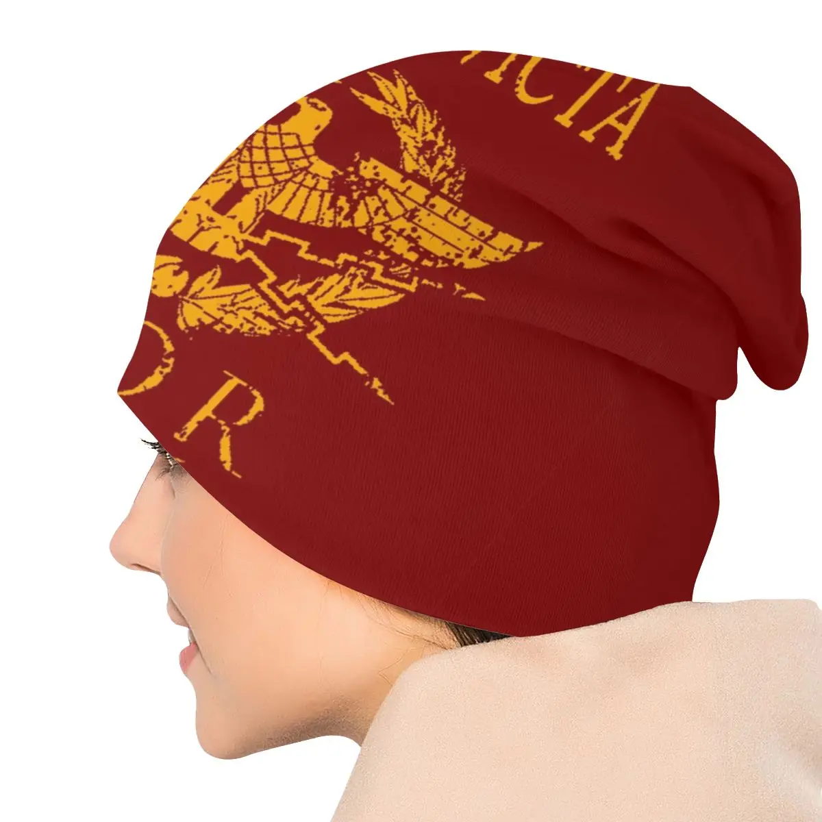 Custom Vintage Gold Roman Empire Eagle Bonnet Femme Hip Hop Knitting Hat For  Autumn Winter Warm Rome SPQR Emblem Beanies Caps