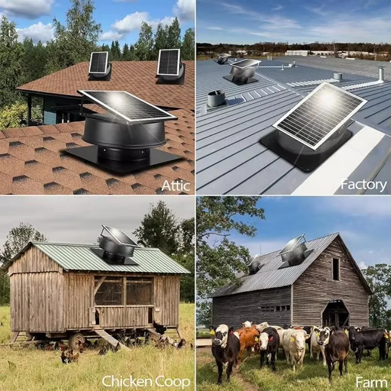 Industrial Heat Extraction 35W Solar Powered Axial Flow Fans High Speed Air Conditioning Attic DC Roof Ventilation Exhaust Fan