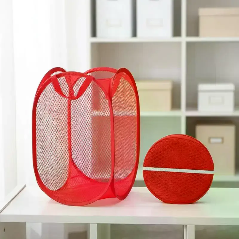 Mesh Laundry Basket Foldable Small Dirty Storage Basket Livingroom Bedroom Change Clothes Basket Portable Business Travel